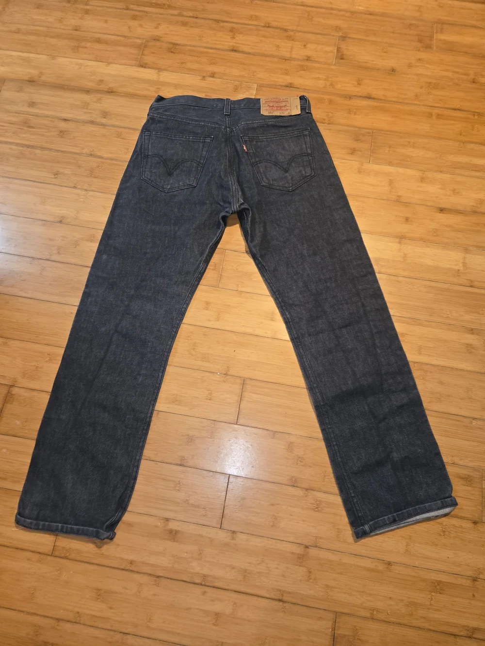 Levis 501 Jeans Mens 32x32 Black Charcoal Wash Button Fly Straight Leg Stretch